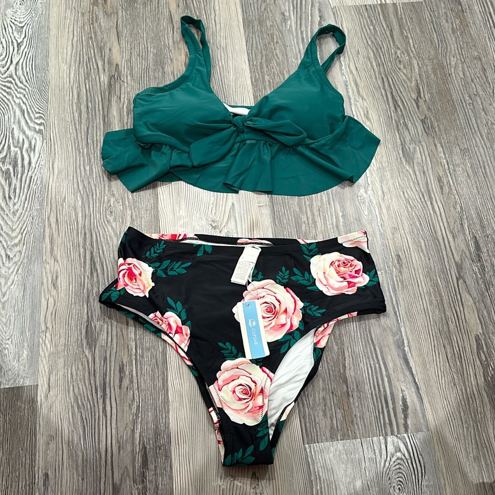 Cupshe Knotted Ruffle Plus Size Tankini - Picture 2 of 9